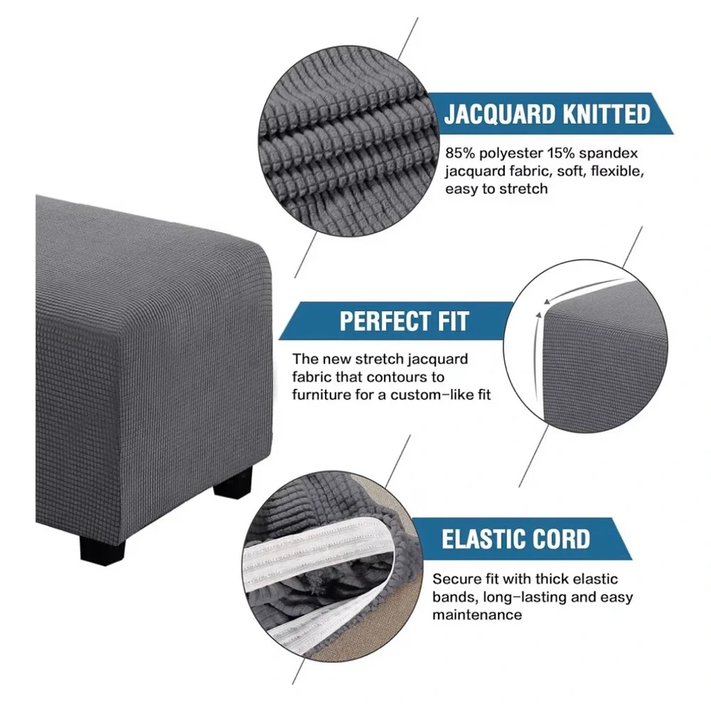 Gray Textured Ottoman Cover (A276)